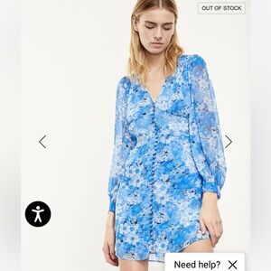 The kooples BLUE SHORT PRINTED DRESS WITH BUTTONS NWT